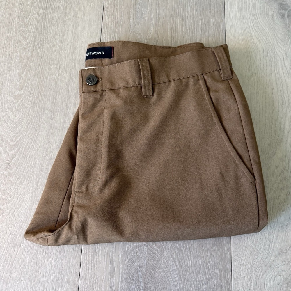 Bluffworks Original Pants Mens 34x32 Brown Regular Fit Travel Trousers NYC